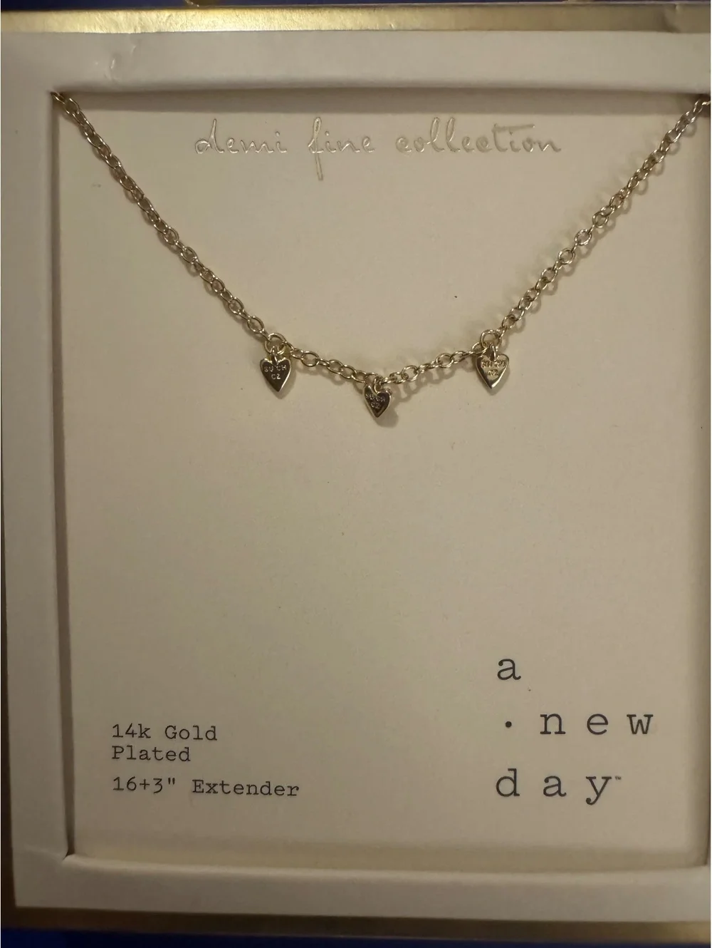 Demi Fine Collection 14k Gold Plated Necklace with Three Heart Charms
